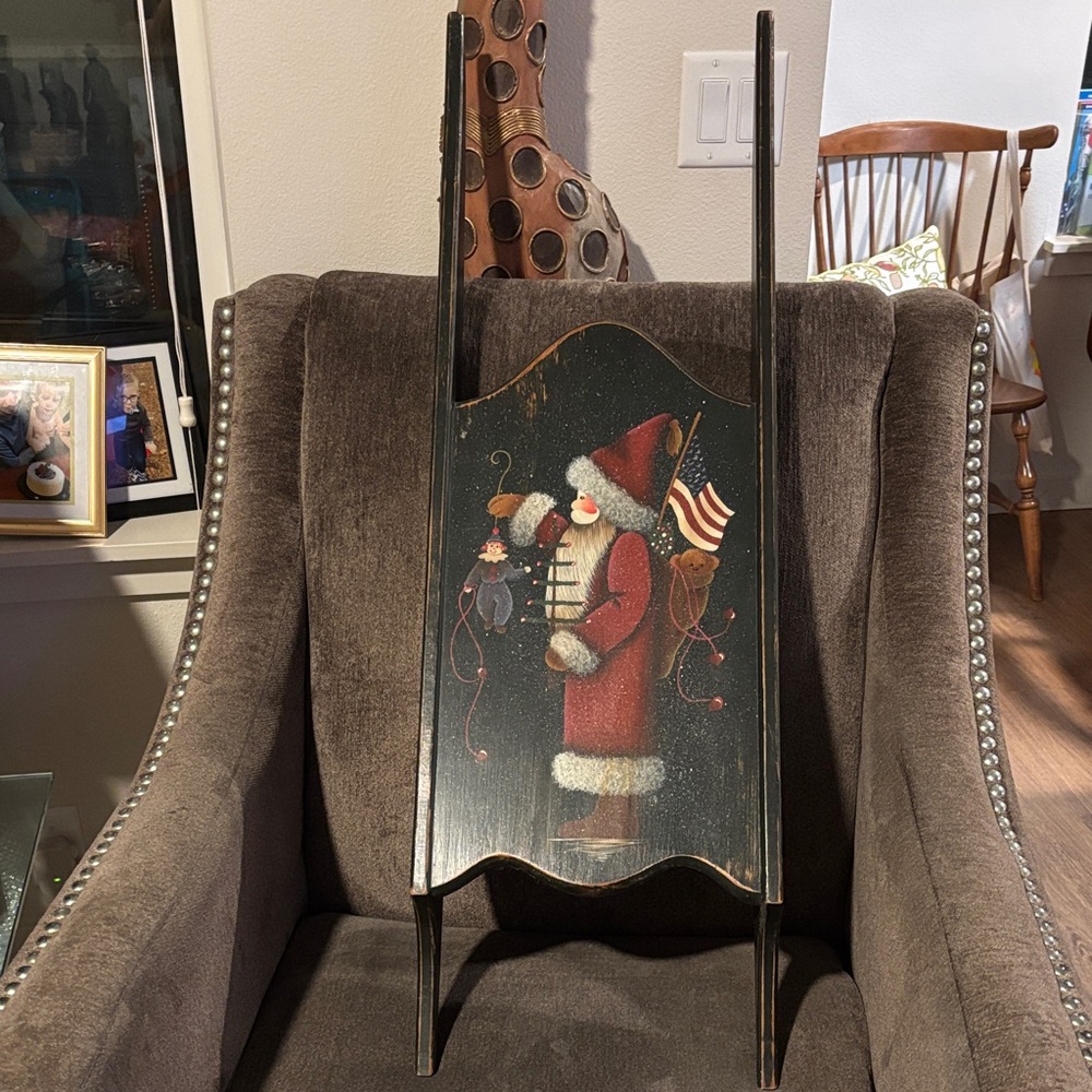 Santa Claus Patriotic Holiday Sled Decor